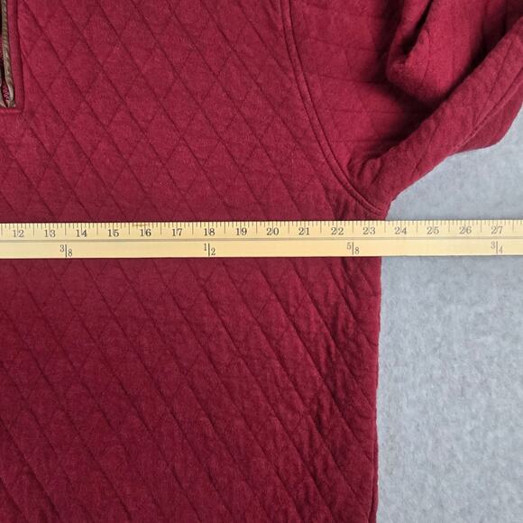 Orvis Sweatshirt Mens Size Large Quilted Half Zip Pullover Maroon Color - Picture 14 of 16